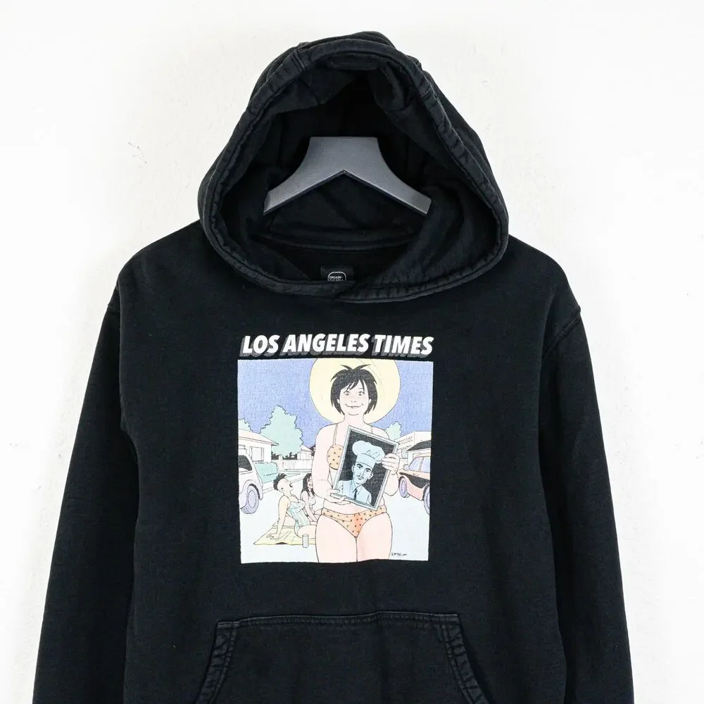 Brain Dead x Los Angeles Times Hoodie in Black cotton fleece sz Small